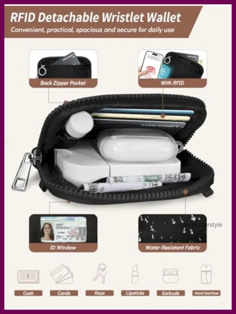 Crossbody Phone Lanyard Strap with Detachable RFID Wallet, Adjustable Neoprene